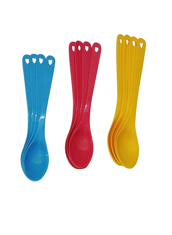 faas 12 Pcs Food Plastic Spoon Set for Baby Feeding Plastic Table Spoon Set Plastic Tea Spoon, Coffee Spoon Set - Image 2